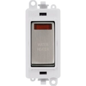 Click Scolmore - Click GridPro 20Ax Double Pole Switch With Neon Module Polar White Stainless Steel Water Heater (GM2018NPWSS-WH)
