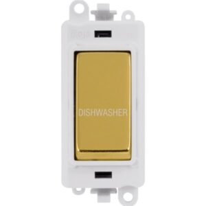 Click Scolmore - Click GridPro 20Ax Double Pole Switch Module Polar White Polished Brass Dishwasher (GM2018PWBR-DW)