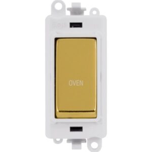 Click Scolmore - Click GridPro 20Ax Double Pole Switch Module Polar White Polished Brass Oven (GM2018PWBR-OV)