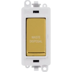 Click Scolmore - Click GridPro 20Ax Double Pole Switch Module Polar White Polished Brass Waste Disposal (GM2018PWBR-WD)
