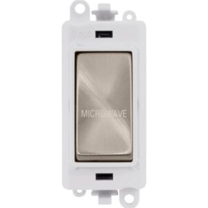Click Scolmore - Click GridPro 20Ax Double Pole Switch Module Polar White Brushed Stainless Microwave (GM2018PWBS-MW)