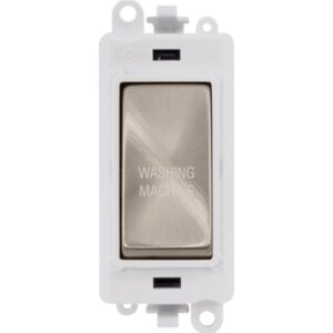 Click Scolmore - Click GridPro 20Ax Double Pole Switch Module Polar White Brushed Stainless Washing Machine (GM2018PWBS-WM)