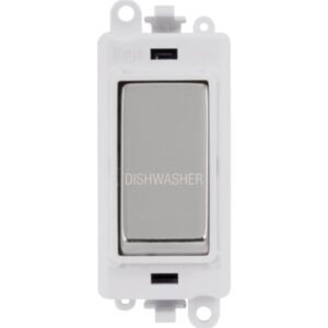Click Scolmore - Click GridPro 20Ax Double Pole Switch Module Polar White Polished Chrome Dishwasher (GM2018PWCH-DW)