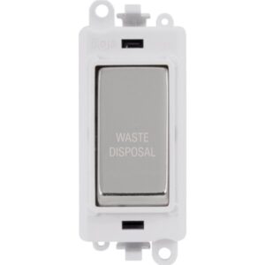 Click Scolmore - Click GridPro 20Ax Double Pole Switch Module Polar White Polished Chrome Waste Disposal (GM2018PWCH-WD)