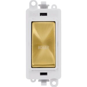 Click Scolmore - Click GridPro 20Ax Double Pole Switch Module Polar White Satin Brass Boiler (GM2018PWSB-BL)