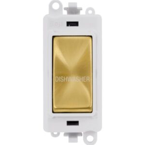 Click Scolmore - Click GridPro 20Ax Double Pole Switch Module Polar White Satin Brass Dishwasher (GM2018PWSB-DW)