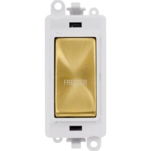 Click Scolmore - Click GridPro 20Ax Double Pole Switch Module Polar White Satin Brass Freezer (GM2018PWSB-FZ)