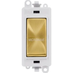 Click Scolmore - Click GridPro 20Ax Double Pole Switch Module Polar White Satin Brass Microwave (GM2018PWSB-MW)