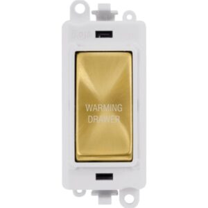 Click Scolmore - Click GridPro 20Ax Double Pole Switch Module Polar White Satin Brass Warming Drawer (GM2018PWSB-WDR)
