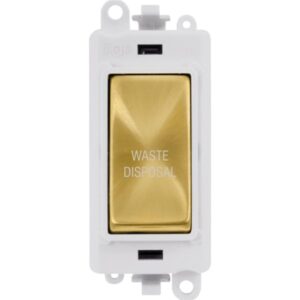 Click Scolmore - Click GridPro 20Ax Double Pole Switch Module Polar White Satin Brass Waste Disposal (GM2018PWSB-WD)
