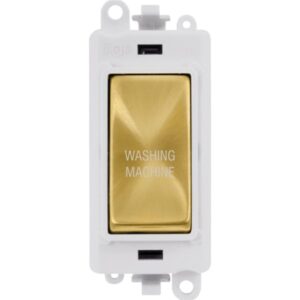 Click Scolmore - Click GridPro 20Ax Double Pole Switch Module Polar White Satin Brass Washing Machine (GM2018PWSB-WM)