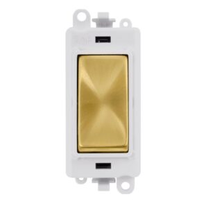 Click Scolmore - Click GridPro 20Ax Double Pole Switch Module Polar White Satin Brass (GM2018PWSB)