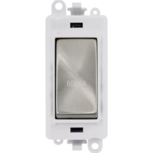 Click Scolmore - Click GridPro 20Ax Double Pole Switch Module Polar White Satin Chrome Boiler (GM2018PWSC-BL)