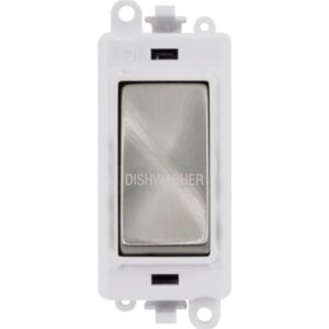 Click Scolmore - Click GridPro 20Ax Double Pole Switch Module Polar White Satin Chrome Dishwasher (GM2018PWSC-DW)