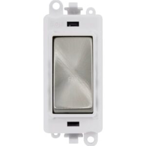 Click Scolmore - Click GridPro 20Ax Double Pole Switch Module Polar White Satin Chrome Fan (GM2018PWSC-FN)