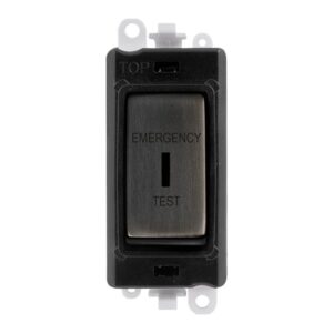 Click Scolmore - Click GridPro 20Ax Double Pole Emergency Test Key Switch Module Black Insert Metal Matt Bronze Switch (GM2046BKBZET)