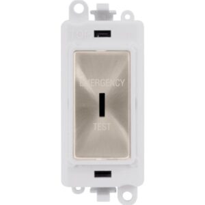 Click Scolmore - Click GridPro 20Ax Double Pole Keyswitch Emergency Test White Brushed Stainless (GM2046PWBSET)
