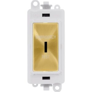 Click Scolmore - Click GridPro 20Ax Double Pole Keyswitch Emergency Test White Satin Brass (GM2046PWSBET)