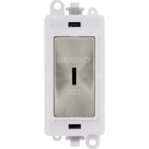 Click Scolmore - Click GridPro 20Ax Double Pole Keyswitch Emergency Test White Satin Chrome (GM2046PWSCET)