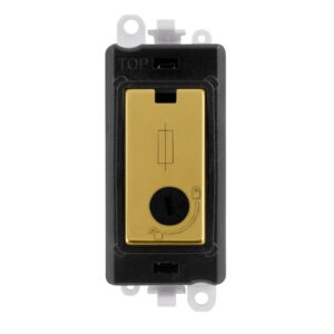 Click Scolmore - Click GridPro 13A Fused Lockable Module Black Polished Brass (GM2047-LBKBR)