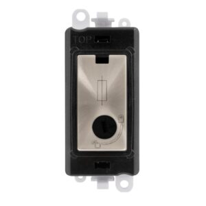 Click Scolmore - Click GridPro 13A Fused Lockable Module Black Brushed Stainless (GM2047-LBKBS)