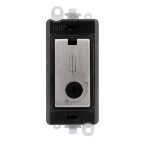 Click Scolmore - Click GridPro 13A Fused Lockable Module Black Stainless Steel (GM2047-LBKSS)