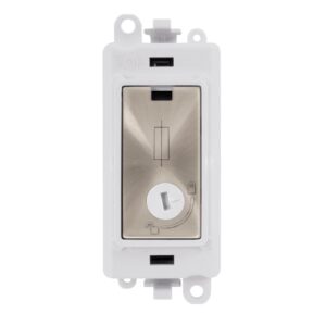 Click Scolmore - Click GridPro 13A Fused Lockable Module White Brushed Stainless (GM2047-LPWBS)