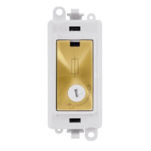 Click Scolmore - Click GridPro 13A Fused Lockable Module White Satin Brass (GM2047-LPWSB)