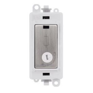 Click Scolmore - Click GridPro 13A Fused Lockable Module White Stainless Steel (GM2047-LPWSS)