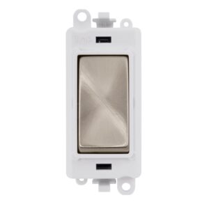 Click Scolmore - Click GridPro 20Ax 3 Position Retractive Switch Module White Brushed Stainless (GM2075PWBS)