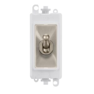 Click Scolmore - Click GridPro 20Ax Double Pole Toggle Switch Module Polar White Brushed Stainless (GM209018PWBS)