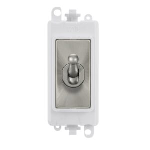 Click Scolmore - Click GridPro 20Ax Double Pole Toggle Switch Module Polar White Satin Chrome (GM209018PWSC)