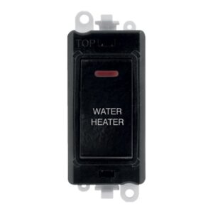 Click Scolmore - Click GridPro 20Ax Double Pole Switch With Led Module Black Water Heater (GM2218BK-WH)