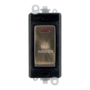 Click Scolmore - Click GridPro 20Ax Double Pole Switch With Led Module Black Antique Brass Dishwasher (GM2218BKAB-DW)