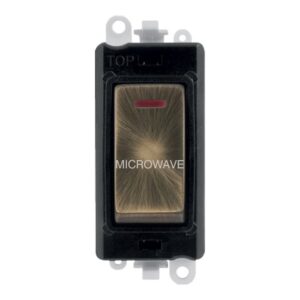 Click Scolmore - Click GridPro 20Ax Double Pole Switch With Led Module Black Antique Brass Microwave (GM2218BKAB-MW)