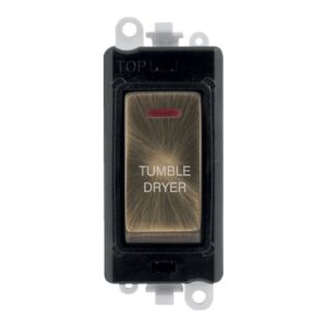 Click Scolmore - Click GridPro 20Ax Double Pole Switch With Led Module Black Antique Brass Tumble Dryer (GM2218BKAB-TD)