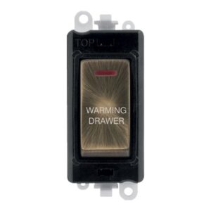 Click Scolmore - Click GridPro 20Ax Double Pole Switch With Led Module Black Antique Brass Warming Drawer (GM2218BKAB-WDR)
