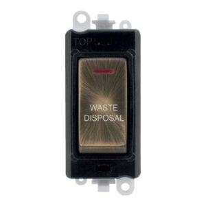 Click Scolmore - Click GridPro 20Ax Double Pole Switch With Led Module Black Antique Brass Waste Disposal (GM2218BKAB-WD)