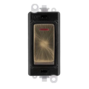 Click Scolmore - Click GridPro 20Ax Double Pole Switch With Led Module Black Antique Brass (GM2218BKAB)
