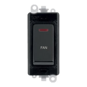 Click Scolmore - Click GridPro 20Ax Double Pole Switch With Led Module Black Black Nickel Fan (GM2218BKBN-FN)