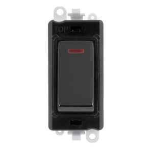 Click Scolmore - Click GridPro 20Ax Double Pole Switch With Led Module Black Black Nickel (GM2218BKBN)