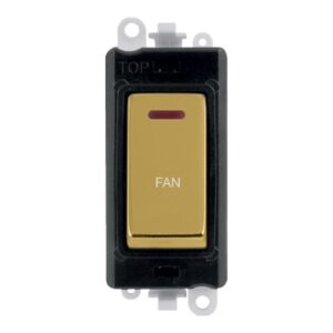 Click Scolmore - Click GridPro 20Ax Double Pole Switch With Led Module Black Polished Brass Fan (GM2218BKBR-FN)