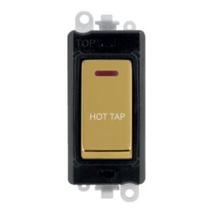 Click Scolmore - Click GridPro 20Ax Double Pole Switch With Led Module Black Polished Brass Hot Tap (GM2218BKBR-HT)