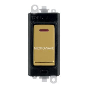 Click Scolmore - Click GridPro 20Ax Double Pole Switch With Led Module Black Polished Brass Microwave (GM2218BKBR-MW)