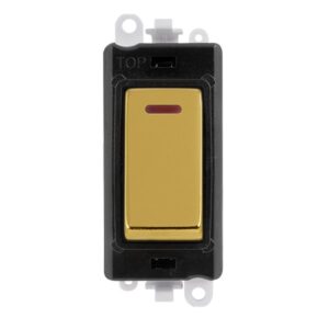 Click Scolmore - Click GridPro 20Ax Double Pole Switch With Led Module Black Polished Brass (GM2218BKBR)
