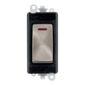 Click Scolmore - Click GridPro 20Ax Double Pole Switch With Led Module Black Brushed Stainless Fan (GM2218BKBS-FN)