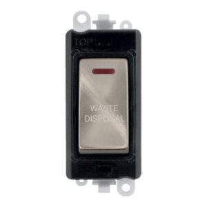 Click Scolmore - Click GridPro 20Ax Double Pole Switch With Led Module Black Brushed Stainless Waste Disposal (GM2218BKBS-WD)