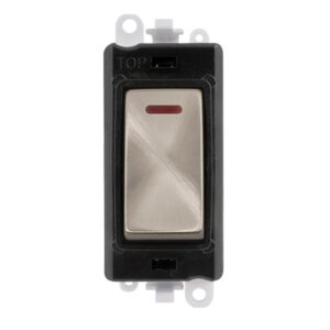 Click Scolmore - Click GridPro 20Ax Double Pole Switch With Led Module Black Brushed Stainless (GM2218BKBS)
