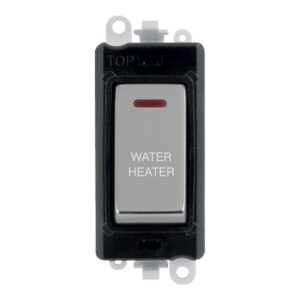 Click Scolmore - Click GridPro 20Ax Double Pole Switch With Led Module Black Polished Chrome Water Heater (GM2218BKCH-WH)