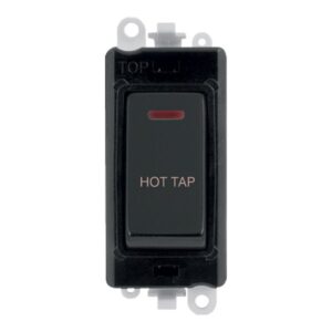 Click Scolmore - Click GridPro 20Ax Double Pole Switch With Led Module Black Matt Black Hot Tap (GM2218BKMB-HT)